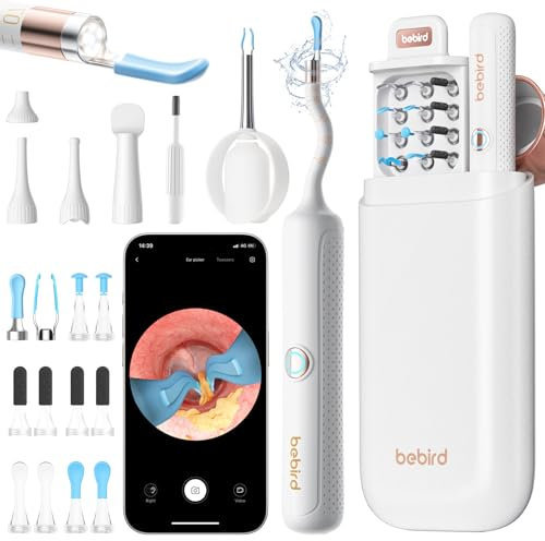 Limpiador de Cera con Cámara y Otoscopio 1080P FHD, Kit WiFi para Oídos/Nariz/Garganta con Puntas de Silicona y Pinzas, Seguro para Adultos/Niños/Mascotas, Android/iOS