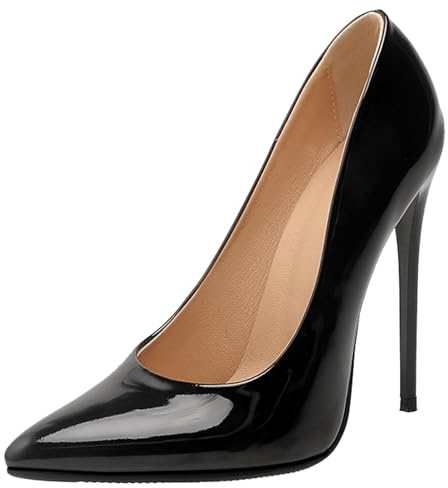 XIEPP Escarpins Stiletto sexy avec bout pointu - Talons hauts à enfiler pour femme - Design minimaliste et classique avec talon ultra fin, Noir , 42 EU