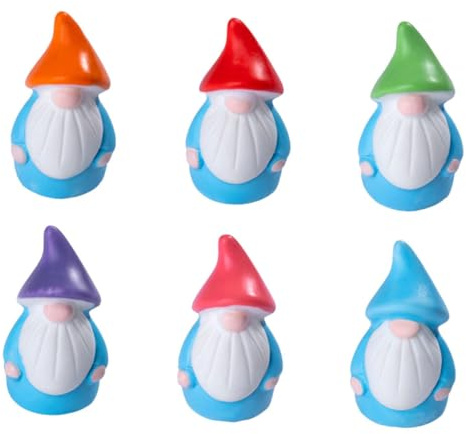 JOINPAYA 6pcs Mini Garden Gnome Figurines Fairy Garden Accessories Miniature Resin Dwarf Statues for Indoor Outdoor Patio Yard Bonsai Decoration Toy
