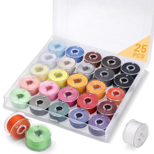 25 Pcs Bobbin Thread Sewing Bobbins, Assorted Colors Sewing Machine Thread | Sewing Machine Bobbins, Prewound Bobbins Sewing Thread for Sewing Machine for Handheld Sewing Machine, Embroidery Machine