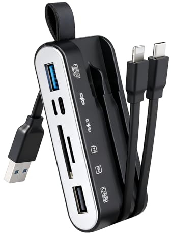 Carehabi Lector Tarjetas SD Adaptador Tarjeta SD a USB Lector Tarjetas Micro SD Transferencia Bidireccional & Plug and Play Compatible con SD/Micro SD/SDHC/SDXC/MMC