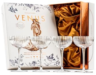 Små 113 ml Venus Nick och Nora cocktailglas | Set med 4 | Mini Crystal Coupes för att dricka Espresso Martini, Daiquiri, Gimlet, Sidecar och klassiska bardrycker | Elegant snäckskal glas