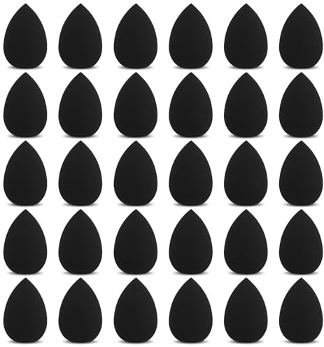 Gjinxi 30 mini esponjas de maquillaje, pequeñas esponjas para base de maquillaje, para polvos, crema, retoques, cosméticos, esponjas (negro)