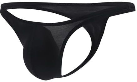 ROSVAJFY Homme Soie Glacée String Tanga Taille Basse pour Homme sous Vêtements Sexy Respirant Slip Dos en T Confortable Bikini Mince G-String