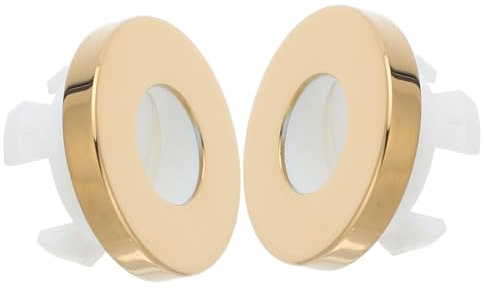 NAMOARLY 2 Piezas Tapón de Desbordamiento del Fregadero, Inserto de Orificio para Lavabo Redondo, Cobre y Plástico, Dorado, Instalación Diy, para Lavabo y Bañera, Hogar y Local Comercial
