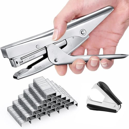 Grapadora, con 1000 grapas y juego de extractor, capacidad de 20 hojas, tamaño de oficina de escritorio completo