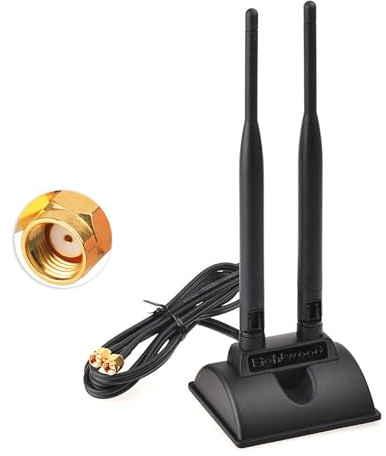 Eightwood WiFi Antenna with RP-SMA Male Connector, 2.4GHz 5GHz Dual Band Antenna Magnetic Base for PC Desktop Computer PCIe Bluetooth Card WiFi Router