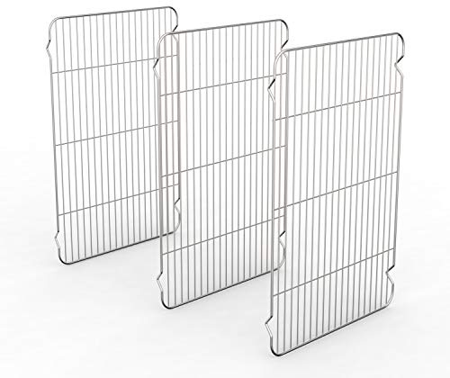 Zacfton Cooling Rack Set of 3, Baking Rack Stainless Steel Wire Rack for Baking Cooking Roasting Grilling Cooling, 15” x 11” x 0.5” Wire Racks, Fit Various Size Cookie Sheets Oven