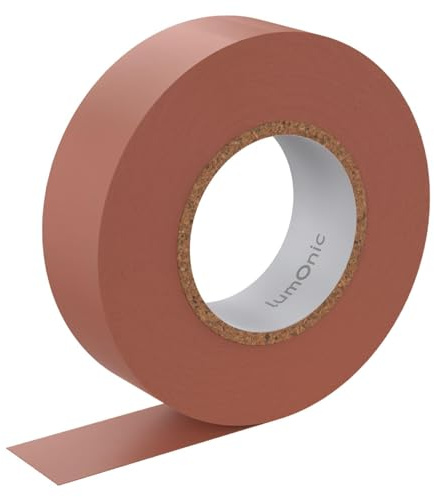 Lumonic 5 rollos de cinta aislante PVC 19mm x 20m cinta adhesiva marrón Isotape I Adecuado para electricistas y aficionados I Cinta aislante en varias longitudes y colores