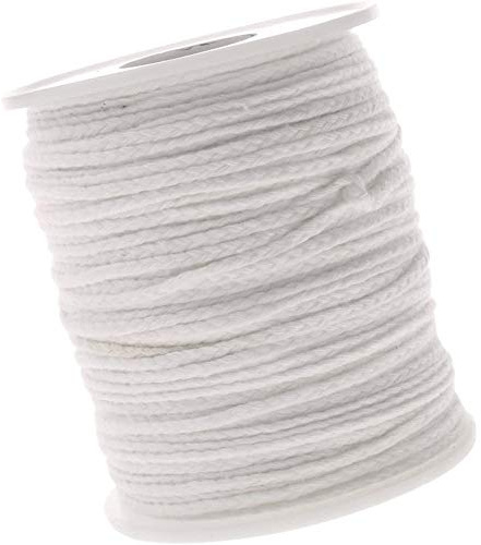 POFET Carrete orgánico de algodón cuadrado trenzado para velas, mecha de vela de algodón natural, cera de núcleo de cera para manualidades, suministros para hacer velas, 61 m