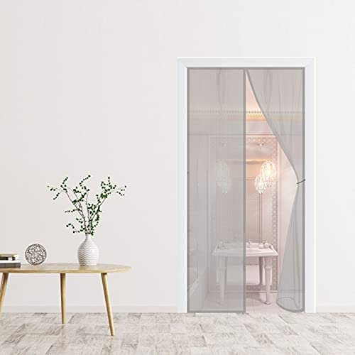 WEIZON Magnet fliegengitter tür insektenschutz 80 x 190 cm,Fliegengitter Tür Magnetischer Fliegenvorhang Moskitonetz Der Magnetvorhang Automatisches Schließen(Grau)