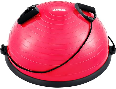 ZELUS Palla Equilibrio Ø 58cm Balance Board con 2 Elastici Laterali e Pompa Pedana di Equilibrio per Fitness Yoga (Rosa)