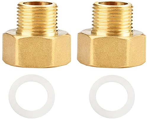 Reduzierstück 3/8 auf 1/2 Zoll aus Messing, AG/IG Reduzierverlängerung,2St Reduzierverlängerung Reduzierstück (3/8Zoll Außen x 1/2 Zoll Innen) Gewinde/Messing Fittings