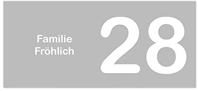 banjado® Namensschild Briefkasten personalisierbar/Briefkastenschild selbstklebend 20x9cm/ Briefkasten Schild wetterfest/Briefkasten Beschriftung mit Namen oder Hausnummer grau-weiß
