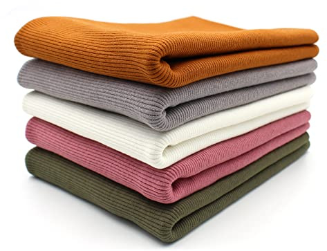 VmG-Store 5x 0,25m Bündchenstoff Set Schlauchware 95% Baumwolle, 5% Elasthan Auswahl Jersey (RIB Bunt2, 5er Set)