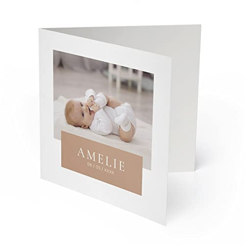 (100 x) Geburtskarten Danksagungskarten Geburt Baby Karte Dankeskarte Mädchen Jungen - Beige