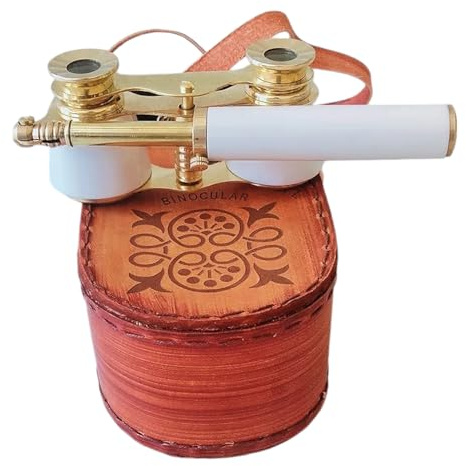 Binoculars Brass Opera Glasses Handmade White Resins Binoculars Gifts for Love Everyone Eachother Women's Day, Christmas Day