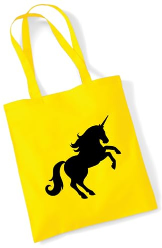 Huuraa Stofftasche Einhorn Silhouette Geschenk 10 Liter Yellow Baumwolle Einhorn Souvenir
