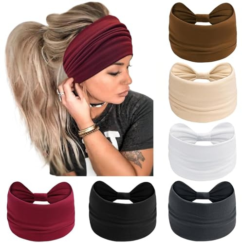 PROPOG Haarband Damen Sommer, Elastische Haarbänder Breit Stirnbänder Yoga Haarreifen Kopfband Haarschmuck 6 Stück