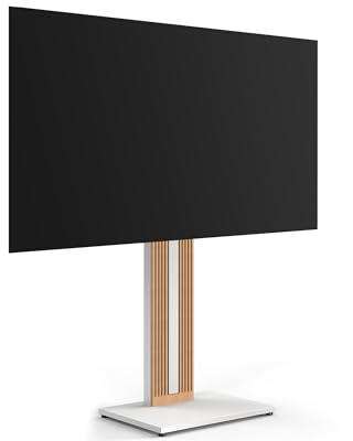 FITUEYES Floor TV Stand for 32-65 Inch TVs Beech Wood Height Adjustment Freestanding TV Stand ±30° Swivel Cable Management Zen Series