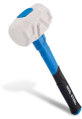 Real Steel Rubber Mallet Hammer 16 OZ White Rubber Hammer with Solid Head, Double-faced Mallets for Flooring, Woodworking, Camping, Automotive 0319