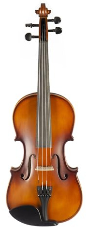 Fame FVN-110 Violine 3/4, Massiver Ahornkorpus, Fichtendecke, Ebenholzgriffbrett, Carbon-Saitenhalter, Inklusive Brasilholz-Bogen und Etui