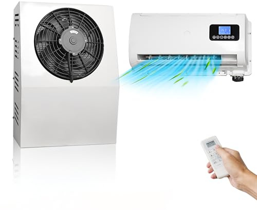 Aire acondicionado de 12 V para camión, furgoneta, 10000 BTU, mini aire acondicionado eléctrico split de 12 V, unidad de CA de 12 voltios para camiones articulados, autocaravanas, grúas, tractores