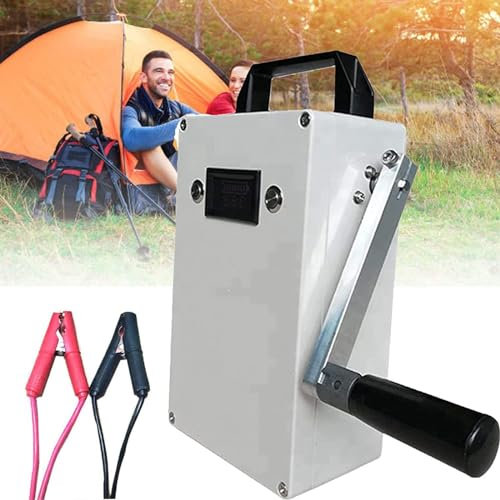 150W Hand Crank Generator, Portable Power Station w/Folding Handle, Aluminium Alloy Small Inverter Generator Rechargeable for Home Camping Outdoor Smartphone Charger