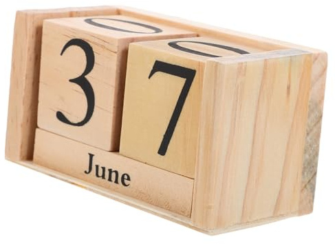TEHAUX Europäischer Stil Holz Tischkalender Dekorativer Blockkalender Für Büro Und Zuhause Wiederverwendbar Und Leicht Rustikale Tischdekoration Aus Holz
