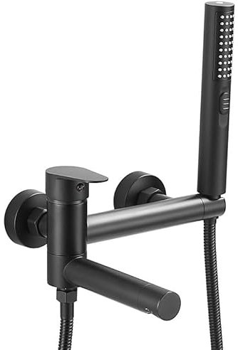 ZYCDP Badewanne Wasserhahn mit Dusche Badewannenarmaturen Unterputz Badarmatur Badewanne mit Handbrause, Schwarz