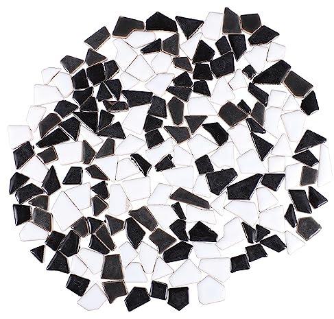 KONTONTY Selbstgemacht Glasierte Kleine Mosaikfliesen 200g Unregelmäßige Keramische Bastelsteine Schwarz Weiß Grau Für Heimdekoration Und Kreative Selbstgemacht Projekte