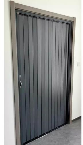 Falttüren Innentüren Falttür aus Aluminium, Ziehharmonikatür, 100% Verdunkelung, Trennwand mit Magnetverschluss, Grau, Interner Badezimmer-Duschraumteiler für Familienhotels und Privatunterkünfte(38x