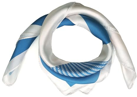SeaBright Damen Seidentuch Tuch Nickituch Halstuch Bandana 100% Seide Satin 13 Momme Quadratisch 53X53 cm TC-S-BH-2405-53-4 Geometrie Geometrisch Blau Hellblau Himmelsblau Weiß