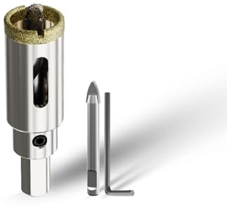 CSOOM Broca de cristal de 20 mm con 2 brocas de centrado, broca para azulejos, cerámica, mármol, piedra caliza