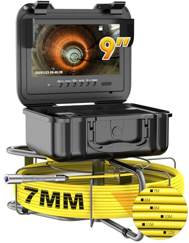 Dnenellr Telecamera Ispezione Tubi 75M, 1080P Videoispezione per Tubazioni, Autolivellante, Contametri, DVR, Sonda con Telecamera per Ispezione Tubi Fognature, Piscine e Scarichi, Impermeabile IP65