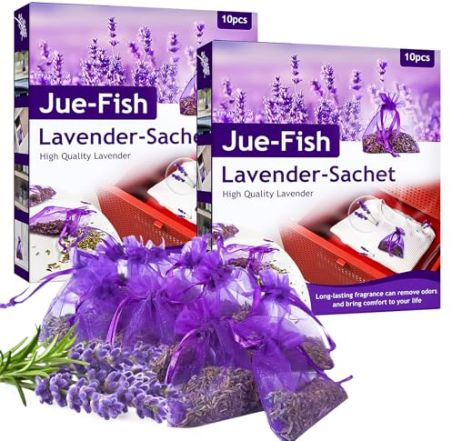 Lavendel Duftsäckchen für Kleiderschrank, 20 x Echter Getrocknetem Lavendelsäckchen, Kleidermotten Bekämpfen, Mottenschutz für Schrank, Auto und Raum, Lavendelsäckchen zum Schlafen und Entspannen
