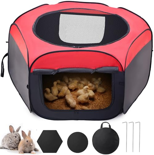 GHWMYD Recinto per Animali Domestici, Incubatrice per Pulcini, Gabbia per piccoli animali pieghevole, Recinzione in Tessuto Oxford e a Rete per Porcellini d'India Conigli Criceti Quaglie(51x114x114cm)