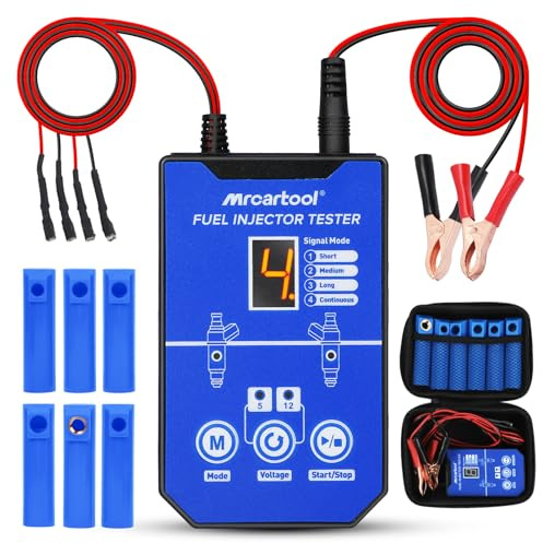 Kfz Kraftstoff Einspritzdüsen Prüfgerät EFI GDI Injektor Reiniger Benzin Auto Kraftstoffeinspritzdüsen mit 6 Adaptern (5V/12V) 4+4 Impulsmodi Universeller Kraftstoffeinspritzdüsen-Tester