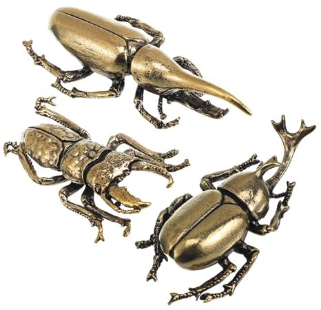 TOPPERFUN 3 Stück Käferfiguren Metall Lebensechte Tischdekoration Aus Metall Langlebige Miniatur Statuen Für Büro Und Heim
