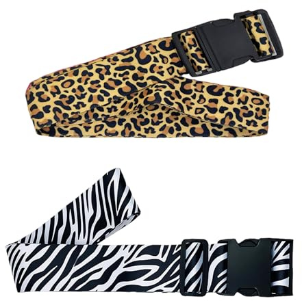 Koffergurt, 2 Stück Luggage Strap, Gepäckgurt, Kofferband, Leopardenmuster, Zebra-Print Design Koffergurte, Gepäck Schnell Identifizieren Und Schützen,für Rucksack, Koffer