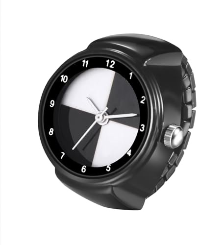 Avaner Ringuhr Damen Herren Edelstahl: Moderne Fingeruhr mit Elastischem Edelstahlband Arabischen Zahlen Analog Quarzuhr Perfekt für Arbeit Freizeit Zuhause