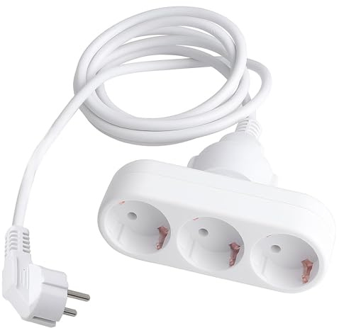 KingYH Steckdosenleiste 3 Fach Steckdosenadapter | mit Abnehmbar 1.9m Kabel (250 V / 16 A)