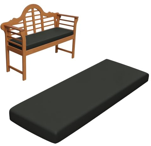 RZYW 5cm Thick Bench Cushion Outdoor, Swing Seat Cushions, Waterproof Garden Bench Cushions 2/3 Seater, Non-Slip Chair Cushion Long Bench Seat Pad For Window, Patio, Sofa, Dinning,Dark Gray,145x35cm