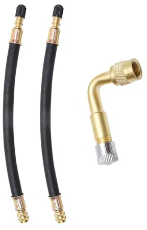 HENGBIRD Lot de 2 rallonges de valve de voiture et 1 adaptateur de valve de voiture à 90° - Tuyau de remplissage de pneu en cuivre de 17 cm - Adaptateur de rallonge pour voiture d'équilibre, vélo
