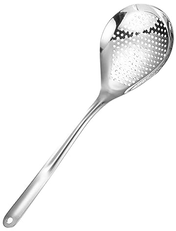 GLEAVI Colador De Acero Inoxidable Perforado Para Freír Pequeño, Cuchara Ranurada Resistente Al Calor, Mango Largo Antideslizante, Adecuado Para Servir y Colar Alimentos Cocina