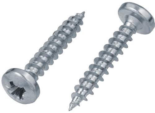 100 tornillos para madera 3 x 16, cabeza alomada con ranura en cruz, galvanizados, cabeza redonda, cabeza semicircular