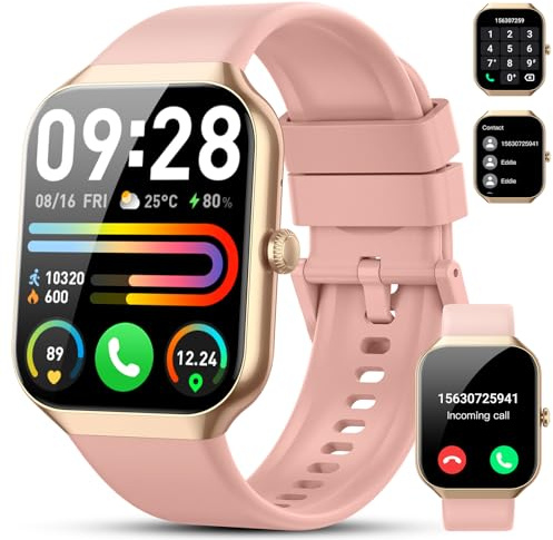 Smartwatch Herren Damen, 1,96 HD 2025 Fitnessuhr Smart Watch mit Telefonfunktion, 115+ Sportmodi Schrittzähler Armbanduhr, Herzfrequenz SpO2 Schlafmonitor, IP68 Wasserdicht Sportuhr für Android iOS