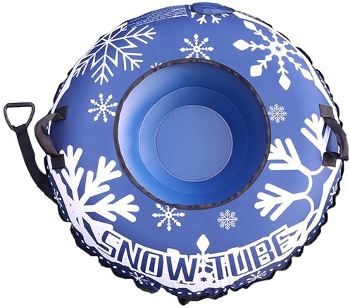 DIMAR GARDEN 119,4 cm aufblasbarer Schneeschlitten mit Segeltuchbezug, Griffen & Abschleppseil, Blau