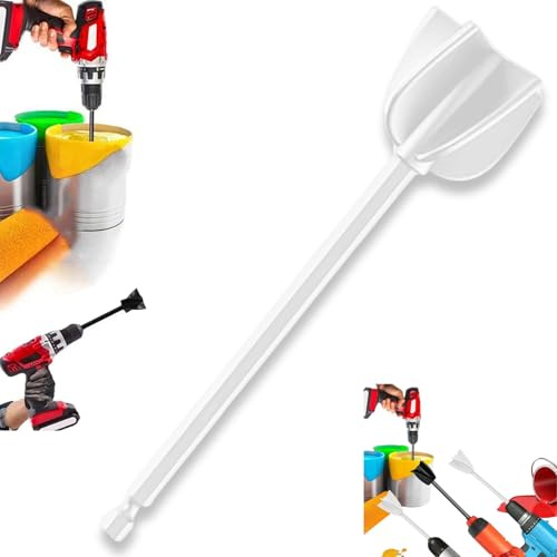 White Helix Paint Mixer Drill Attachment, Paddle Mixer for Plaster, Render Whisk, Cement, Jointing Compound, Concrete Mixing