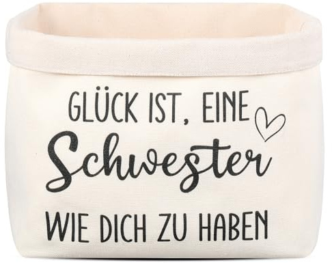Xuniea Geschenkkorb für Schwester Geburtstagsgeschenk Brotkorb aus Stoff | Glück ist, eine Schwester wie dich zu haben, Brötchenkorb Brottasche Brotkorb, Schwesterherz Geschenkideen